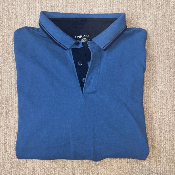 UNTUCKit Other - UNTUCKit Mens Size L Blue Pima Cotton Long Sleeve Polo Casual Shirt Top